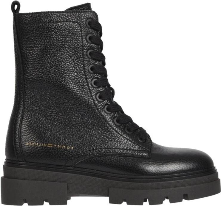 Tommy Hilfiger Veterlaarsjes MONOCHROMATIC LACE UP BOOT met logoprint opzij