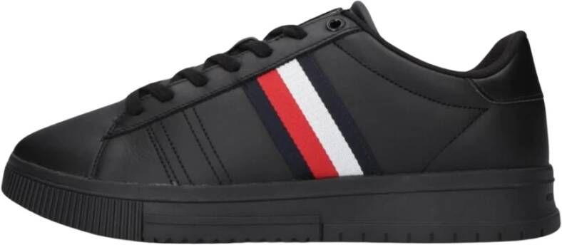 Tommy Hilfiger Lage Sneakers Supercup Zwart Leer Black Heren