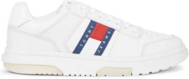 Tommy Hilfiger Sportieve witte vetersneakers met contrastdetails en logoprint White Heren