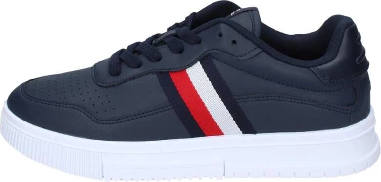 Tommy Hilfiger Leren Heren Sneakers Stijlvolle Schoenen Blue Heren