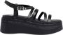 Tommy Jeans Strappy Wedge Sandalen Lente Zomer Collectie Black Dames - Thumbnail 1