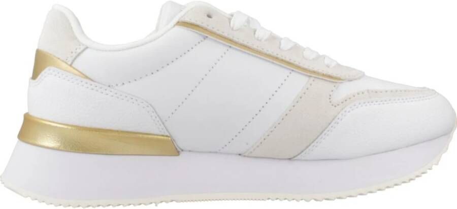 Tommy Hilfiger Plateausneakers LUX MONOGRAM RUNNER veterschoenen lage schoen vrijetijdsschoen met gouden accenten