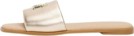 Tommy Hilfiger Slippers TH LOGO HW METALLIC LEATHER MULE zomerschoen flats comfortabele schoen met th-sieraandeel