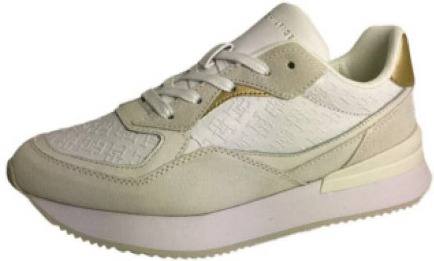 TOMMY HILFIGER Lage Sneakers Dames Lux Monogram Runner Maat: 40 Materiaal: Suède Kleur: Wit