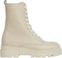 Bruin Tinten Monochromatic Lace Up Boot Veterboots Laarzen Met Veters Dames Beige - Thumbnail 2