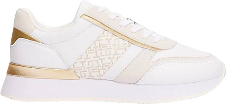 Tommy Hilfiger Plateausneakers LUX MONOGRAM RUNNER veterschoenen lage schoen vrijetijdsschoen met gouden accenten