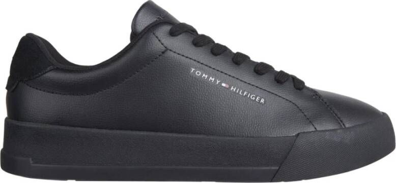 TOMMY HILFIGER Lage Sneakers Heren Court Leatherlook Zwart