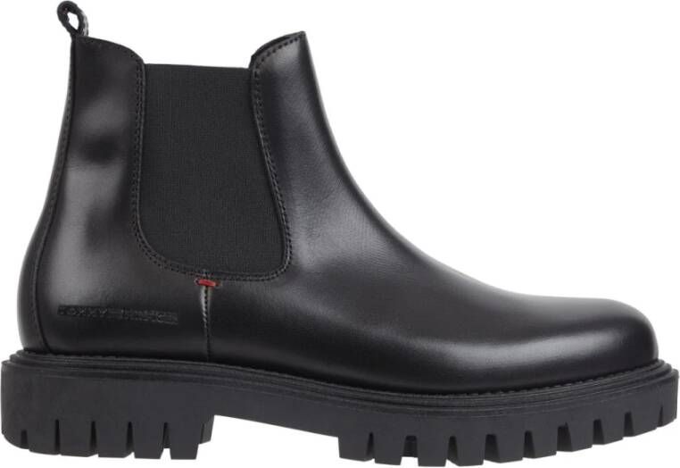 Tommy Hilfiger Premium Chunky Zwarte Enkellaarzen Black Heren