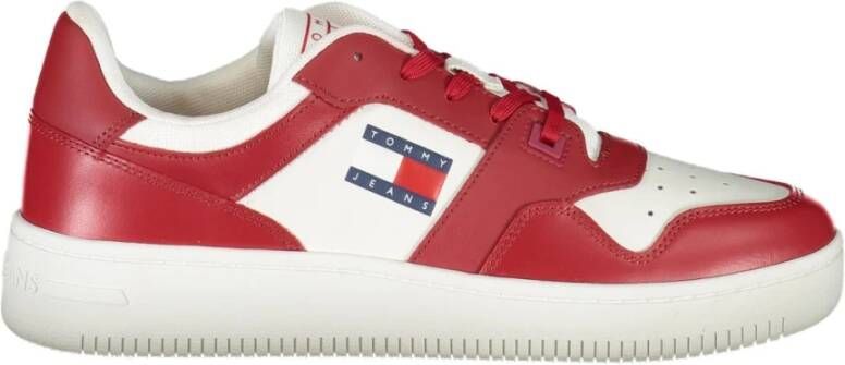 Tommy Hilfiger Rode Sportieve Veterschoenen met Contrastdetails en Logoprint Red Heren