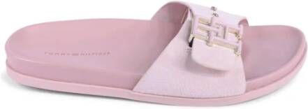 Tommy Hilfiger Roze Leren Gesp Sandalen