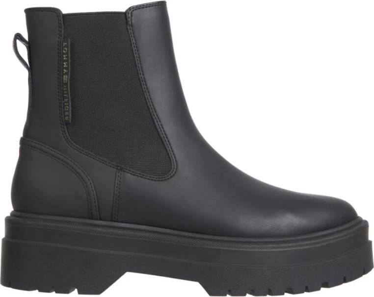 TOMMY HILFIGER Enkelboots Dames Rubberrised Chelsea Rubber Zwart