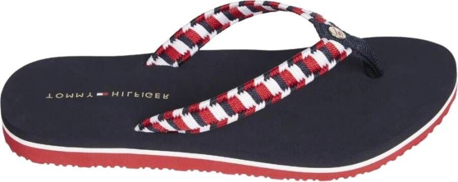 Tommy Hilfiger geweven plat strand sandaal Blauw Dames