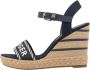 Tommy Hilfiger Dames Marineblauwe Gouden Webbing Sleehak Sandalen Blue Dames - Thumbnail 2