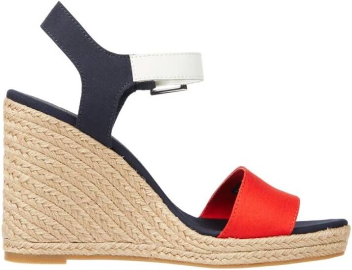 Tommy Hilfiger Sleehaksandaaltjes STRIPES WEDGE SANDAL zomerschoen sandaal keilhak met verstelbare bandjes