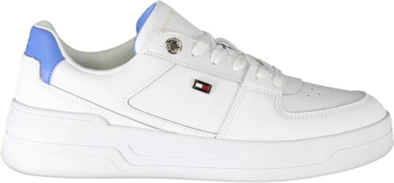 Tommy Hilfiger Sportieve witte vetersneakers met contrastdetails