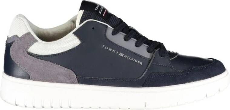 Tommy Hilfiger Lage leren en PU leren sneakers Blue Heren