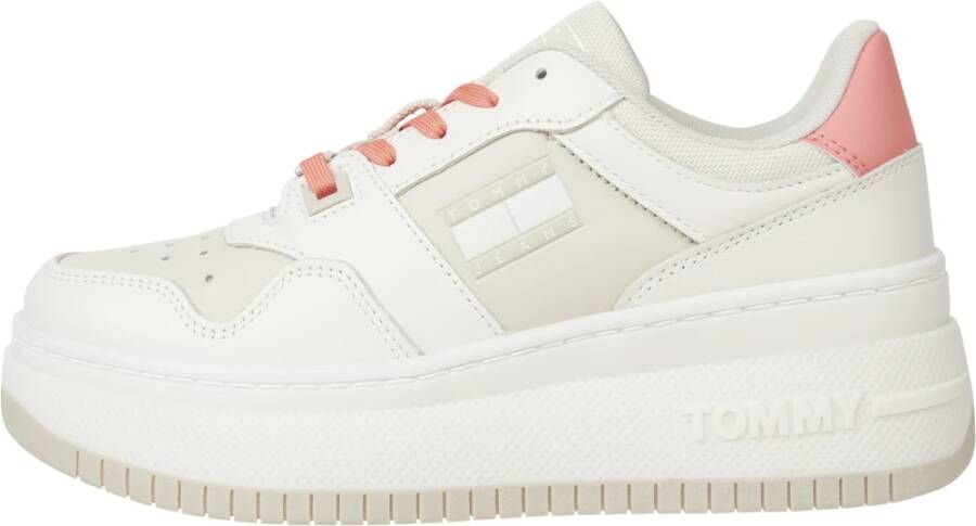 Tommy Jeans Leren sneakers met gekleurd patroon White Dames