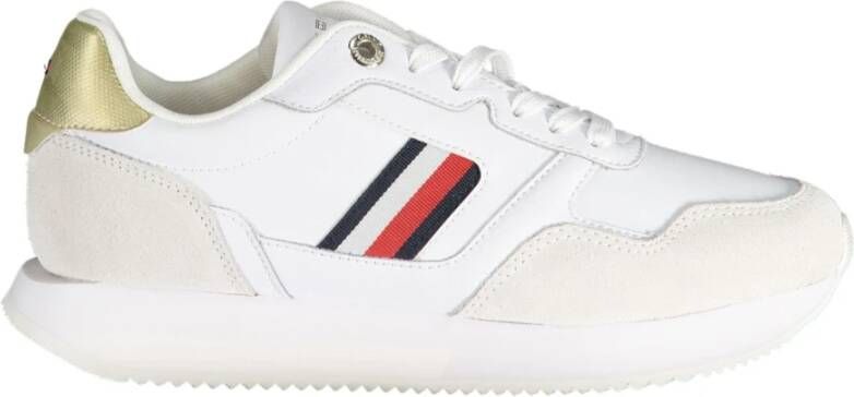Tommy Hilfiger Sportieve Vetersneakers Wit Geborduurd Logo White Dames