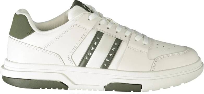 Tommy Hilfiger Sportieve Witte Veterschoenen Groene Details White Heren