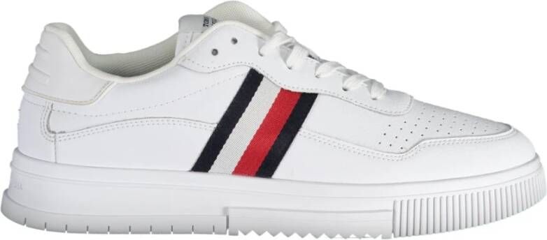 Tommy Hilfiger Sportieve witte vetersneakers met contrastdetails