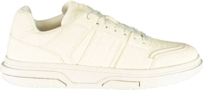 Tommy Hilfiger Sportieve witte vetersneakers met contrastdetails