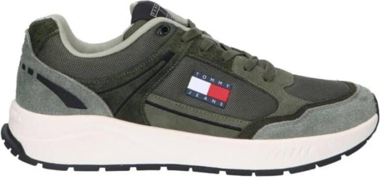 TOMMY JEANS Sneakers met sleehak TJM RUNNER MIX MATERIAL sleehak vrijetijdsschoen lage schoen veterschoen met logovlag
