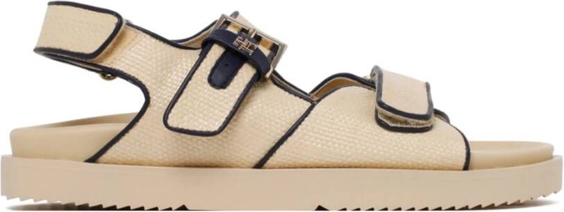 Tommy Hilfiger Sandalen RAFIA SPORTY SANDAL zomerschoen sandaal plateauhak met klittenbandsluitingen