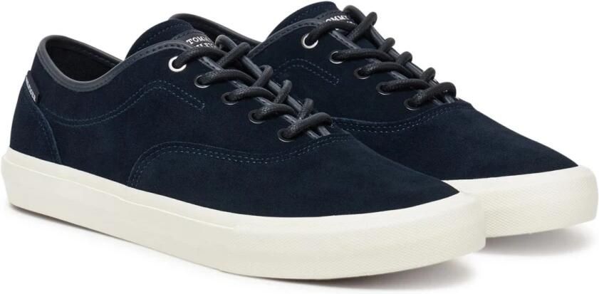 Tommy Hilfiger Blauwe Sneakers Ronde Neus Platte Hak