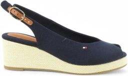 Tommy Hilfiger Sleehaksandaaltjes FLAG MID WEDGE ESPAD SLINGBACK plateau zomerschoen bandjessandaal met verstelbare gesp