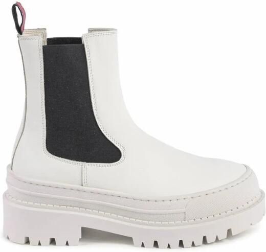Tommy Hilfiger Witte Leren Chelsea Laarzen Platform Zool