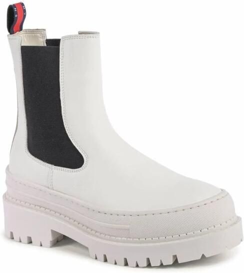 Tommy Hilfiger Witte Leren Chelsea Laarzen Platform Zool - Foto 2