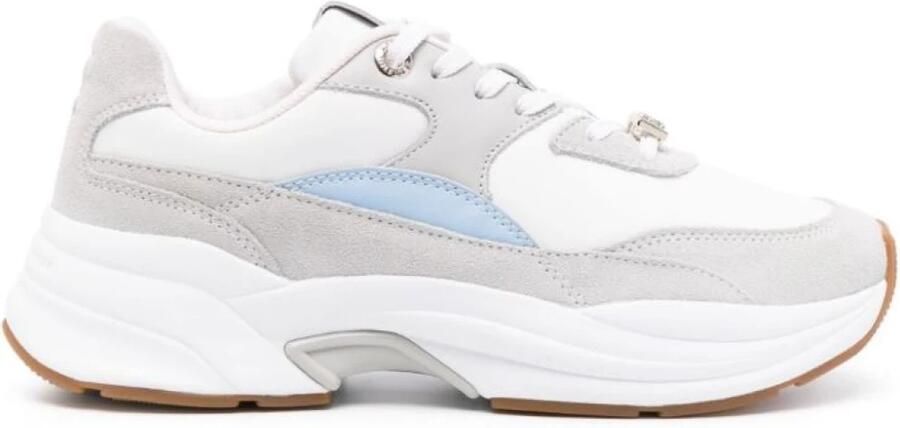 TOMMY HILFIGER Lage Sneakers Dames Chunky Feminine Runner Hardware Suède Wit