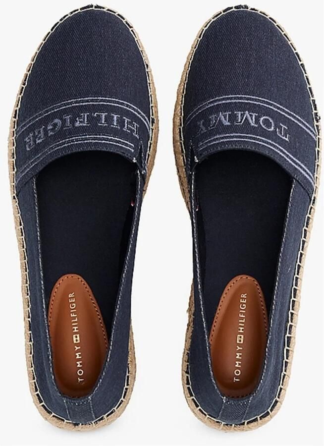 Tommy Hilfiger Espadrilles DENIM PLATFORM ESPADRILLE plateau slipper instapschoen comfortschoen met bastbekleding op het plateau