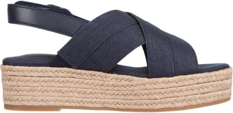 Tommy Hilfiger Sleehaksandaaltjes DENIM ESPADRILLE PLATFORM SANDAL plateau bandjessandaal zomerschoen met verstelbare gesp
