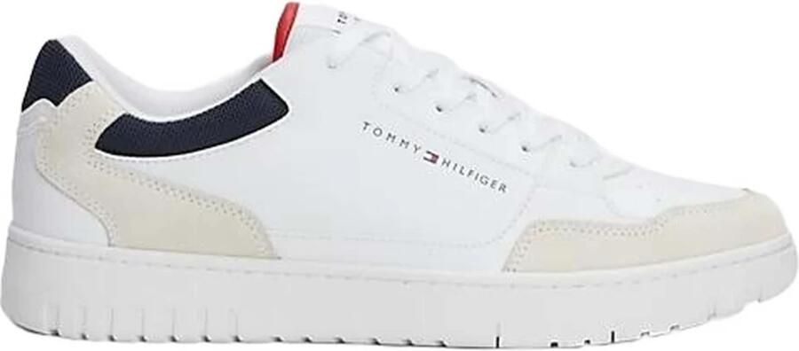 Tommy Hilfiger Sneakers TH BASKET CORE LTH MIX ESS met contrastafwerkingen vrijetijdsschoen lage schoen veterschoen - Foto 3