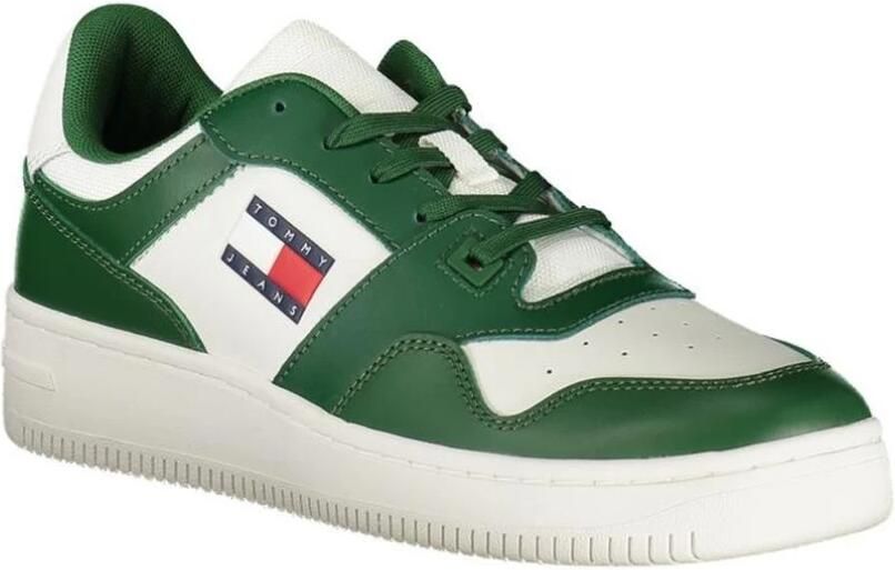 Tommy Hilfiger Groene Leren Heren Sneakers Voor De Trendsetter