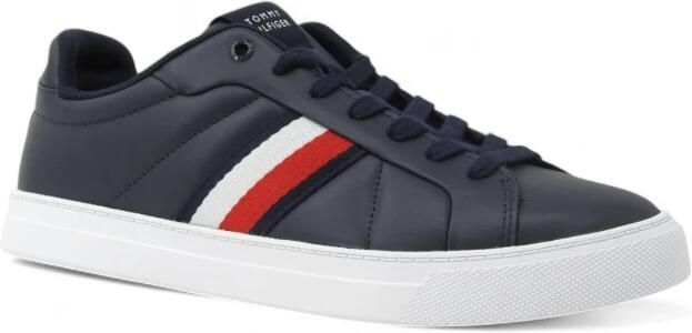 Tommy Hilfiger Sneakers ICON COURT LTH STRIPES veterschoenen vrijetijdsschoen lage schoen met gewatteerde schaprand