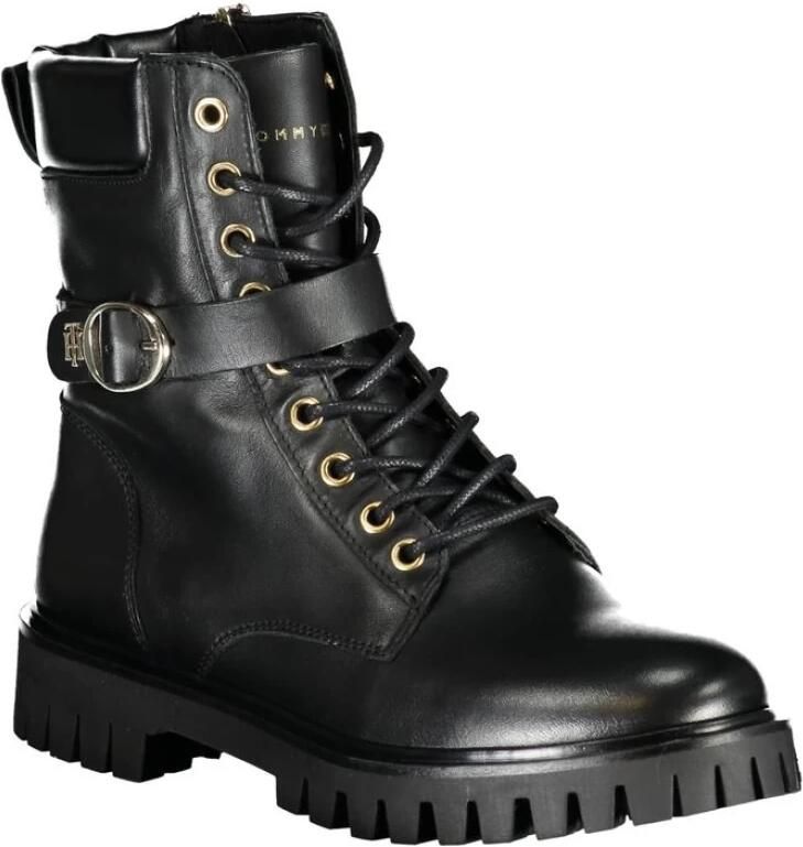 Tommy Hilfiger Veterlaarsjes MONOCHROMATIC LACE UP BOOT met logoprint opzij - Foto 4