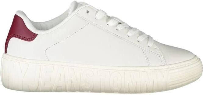 TOMMY JEANS Plateausneakers TJW NEW CUPSOLE LEATH LC met contrastafwerking op de hiel vrijetijdsschoen halfhoge schoen veterschoen