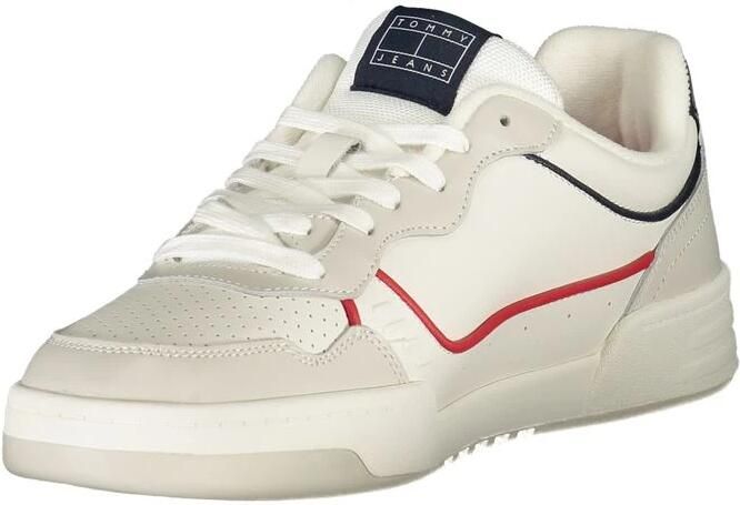 TOMMY JEANS Sneakers TJM CUPSOLE ELEVATED LEATHER vrijetijdsschoen halfhoge schoen veterschoen kleurige paspel in tommy kleuren