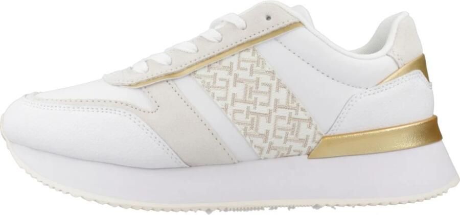 Tommy Hilfiger Plateausneakers LUX MONOGRAM RUNNER veterschoenen lage schoen vrijetijdsschoen met gouden accenten - Foto 1