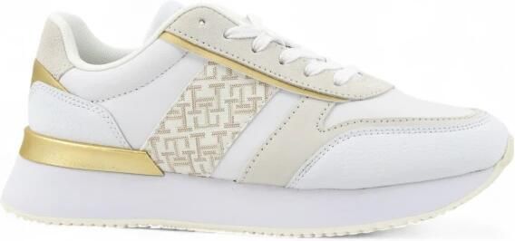 Tommy Hilfiger Plateausneakers LUX MONOGRAM RUNNER veterschoenen lage schoen vrijetijdsschoen met gouden accenten - Foto 3