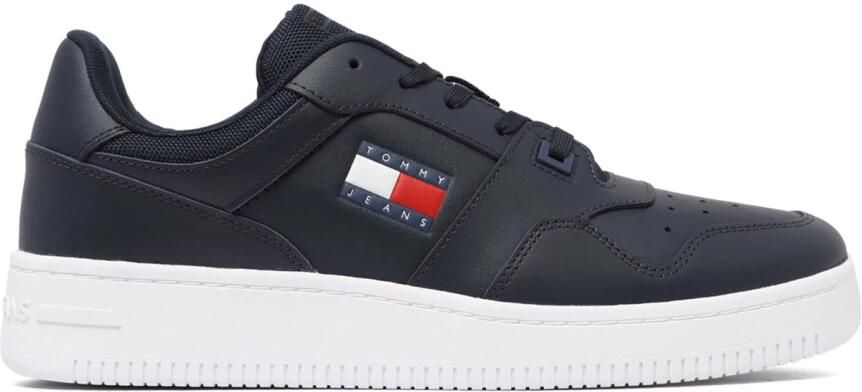 Tommy Hilfiger Retro Basket leren heren sneakers Blauw Uitneembare zool