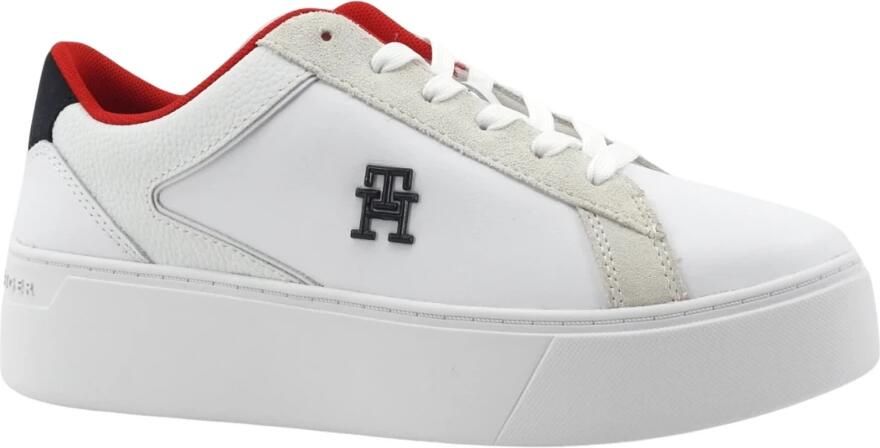 Tommy Hilfiger Plateausneakers TH PLATFORM COURT SNEAKER NBK vrijetijdsschoen lage schoen veterschoen met logo in het plateau - Foto 4