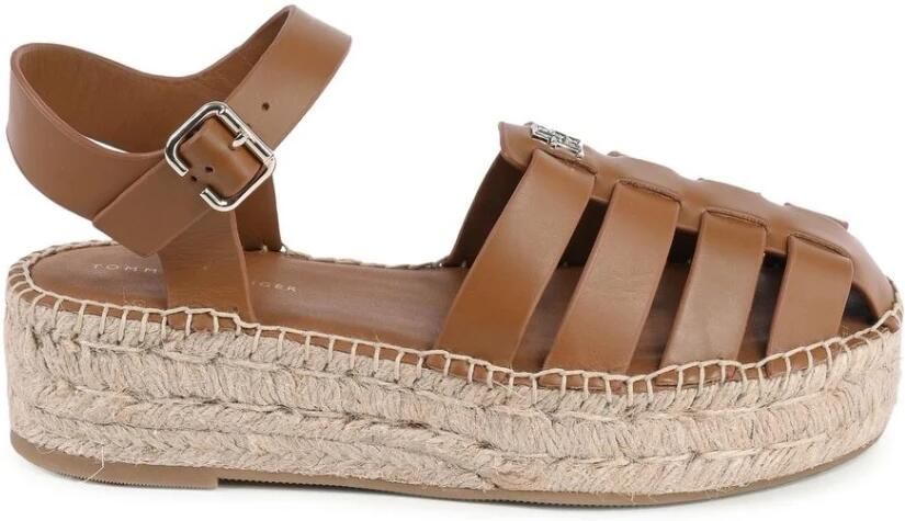 Tommy Hilfiger Sandalen TH AUTHENTIC LEATHER ESPADRILLE zomerschoen sandaal plateauhak met verstelbare gesp - Foto 3