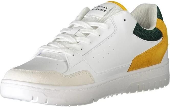 Tommy Hilfiger Sportieve witte vetersneakers met groene en mosterddetails White Heren - Foto 2