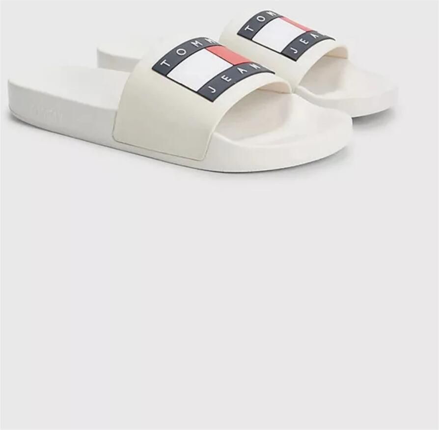 TOMMY JEANS Badslippers POOL SLIDE ESS zomerschoen badschoens slippers met opvallende logo-vlag