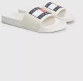 TOMMY JEANS Badslippers POOL SLIDE ESS zomerschoen badschoens slippers met opvallende logo-vlag - Beige