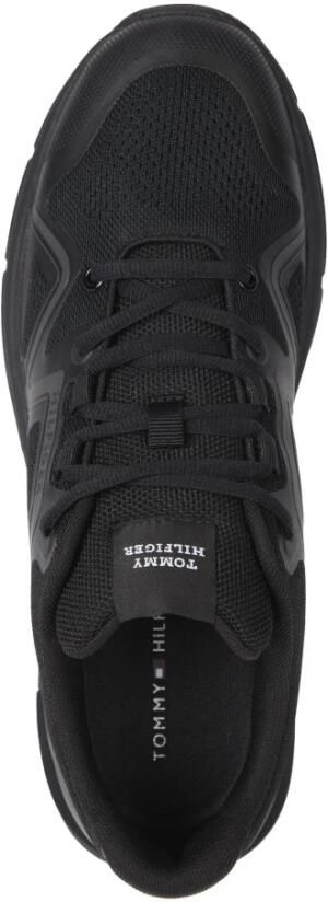 Tommy Hilfiger Sneakers met sleehak M RUNNER TECH KNIT vrijetijdsschoen lage schoen veterschoen chunky sneaker met logovlag