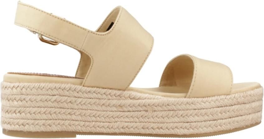 TOMMY HILFIGER Espadrilles Dames Mid Wedge Sandal Katoen Beige